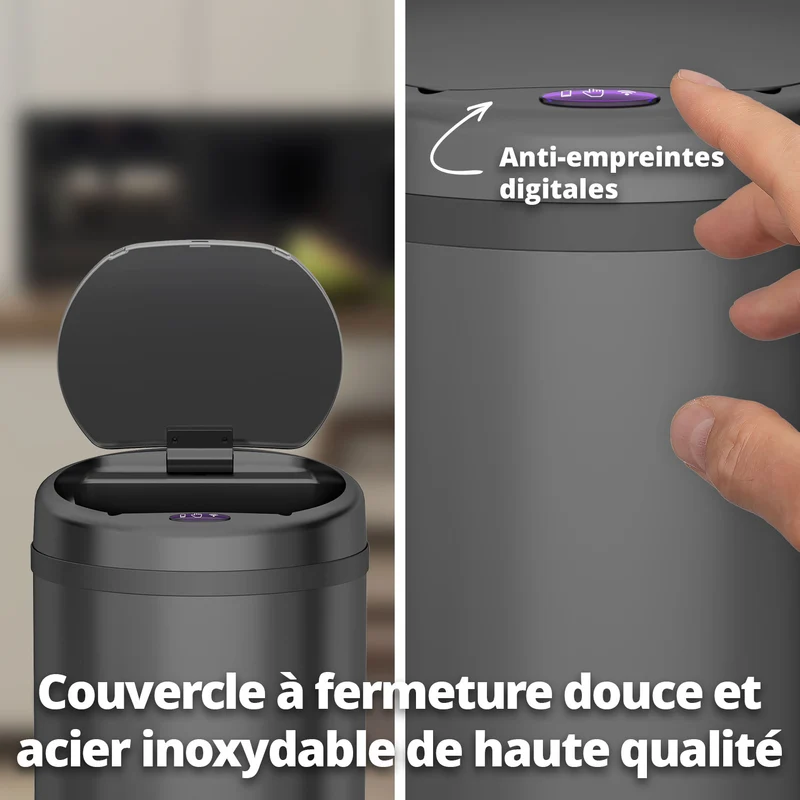 Poubelle 50 L automatique noire