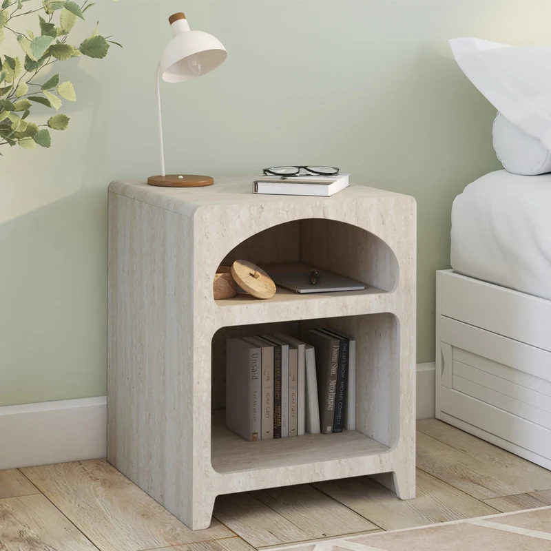 Tables de chevet Alyana organiques effet travertin - lot de 2