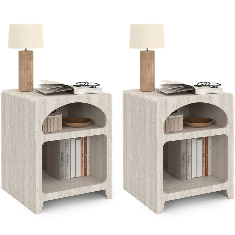 Tables de chevet Alyana organiques effet travertin - lot de 2