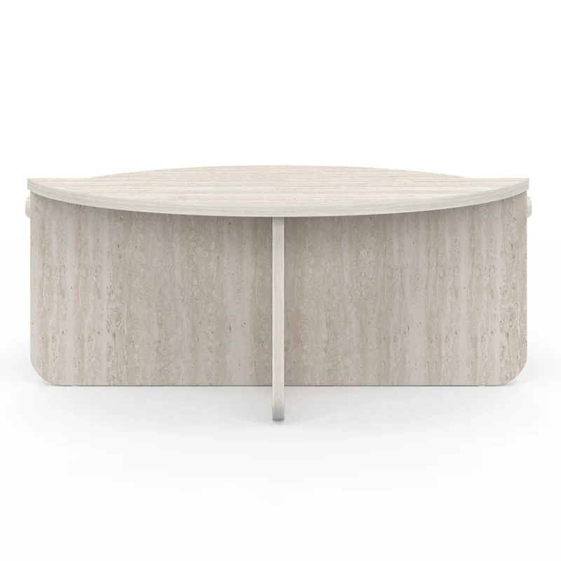 Tables basses rondes asymétriques effet travertin