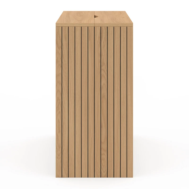 Table d'appoint mini bar Faustine bois et effet lattes