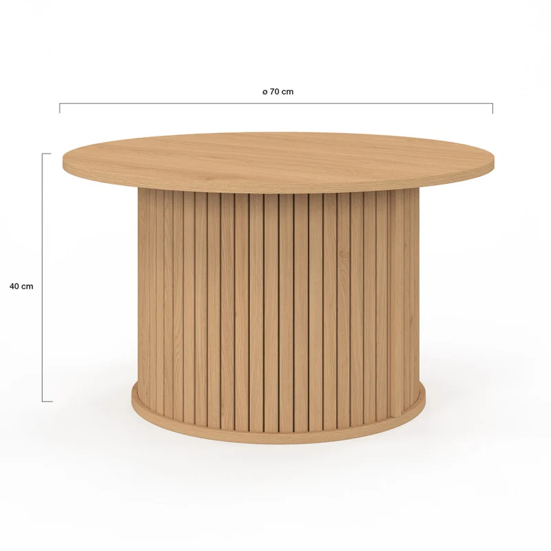 Table basse ronde Albane pieds lattes Ø70cm