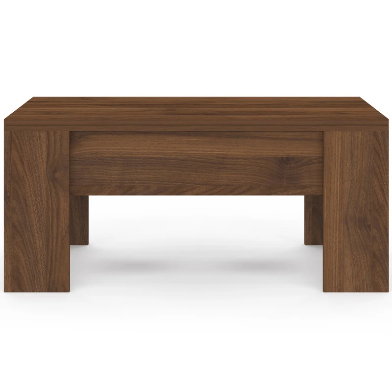 Table basse relevable dépliante effet noyer