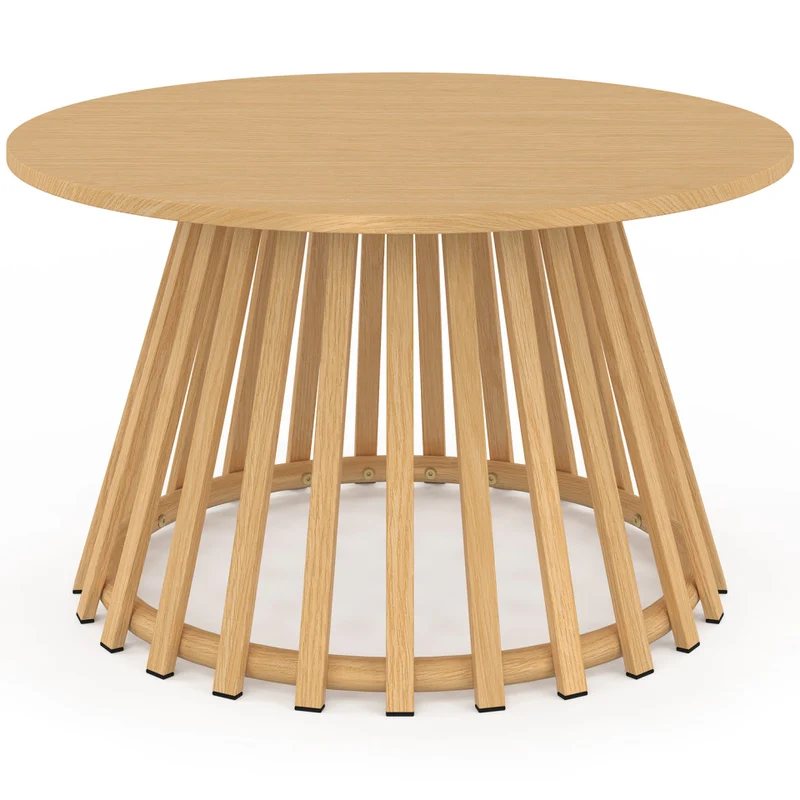 Table basse de jardin ronde Hortensia métal effet bois Ø70cm