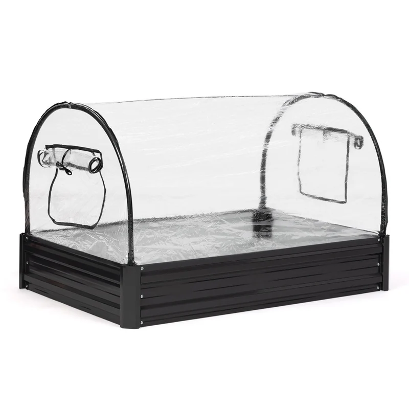 Serre de potager en métal 115cm gris anthracite