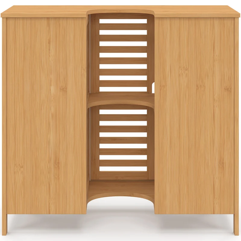 Meuble sous vasque Maya bambou placards et tiroirs