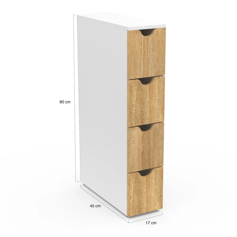 Meuble d'appoint 4 tiroirs avec roulettes