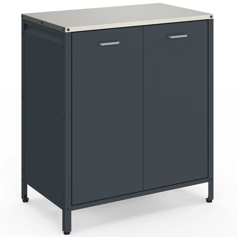 Meuble cuisine extérieure Alméria gris 2 portes + étagères