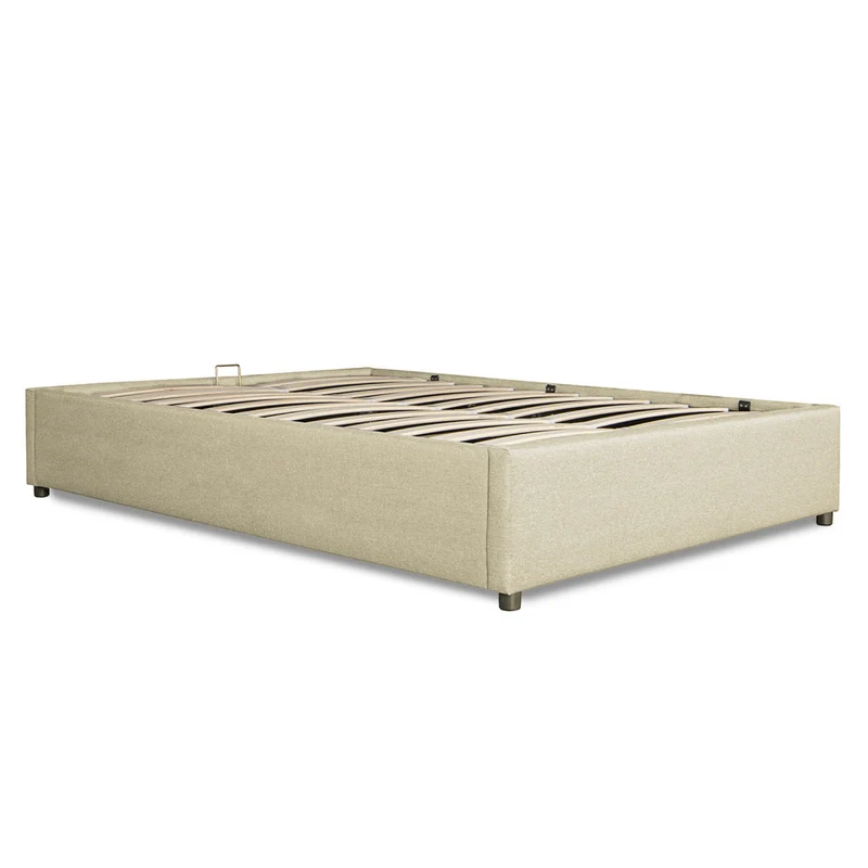 Lit coffre Otto en tissu beige avec sommier 140x190cm