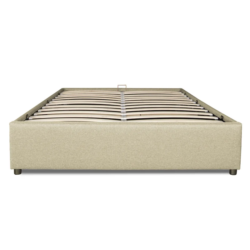 Lit coffre Otto en tissu beige avec sommier 140x190cm