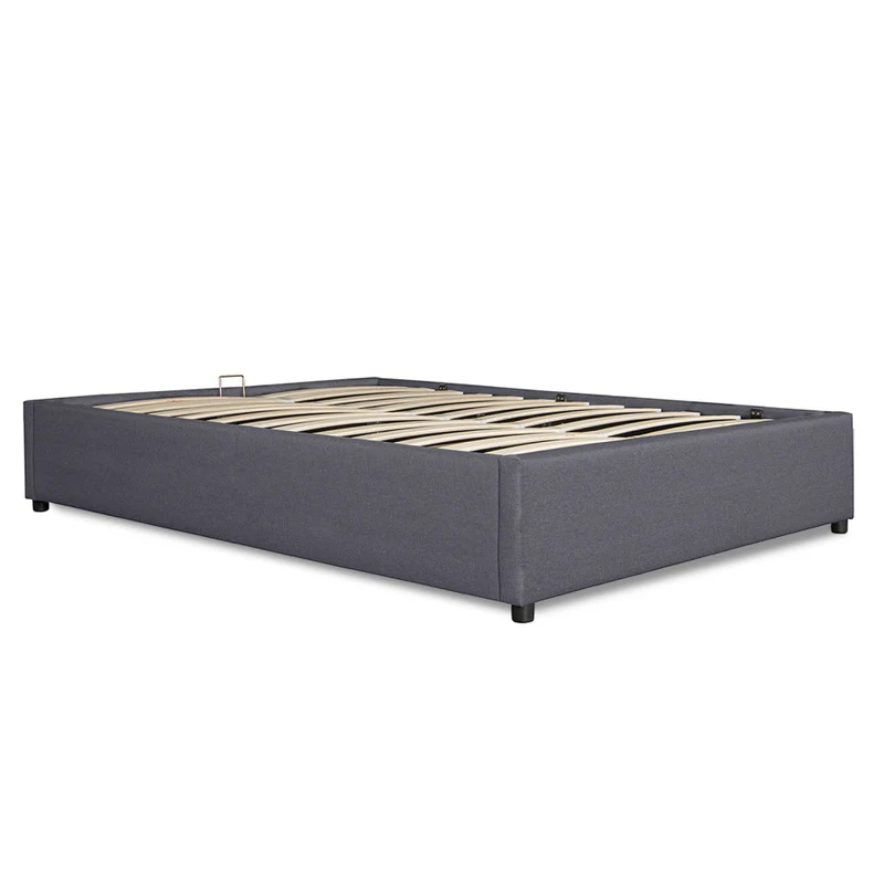 Lit coffre Otto en similicuir gris avec sommier 140x190cm