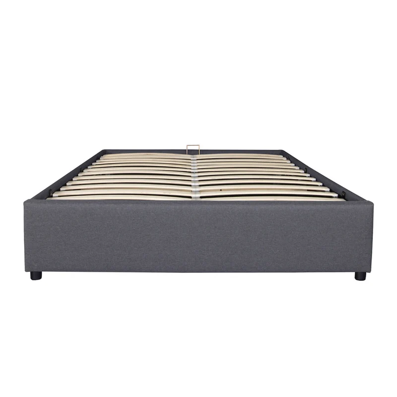 Lit coffre Otto en similicuir gris avec sommier 140x190cm