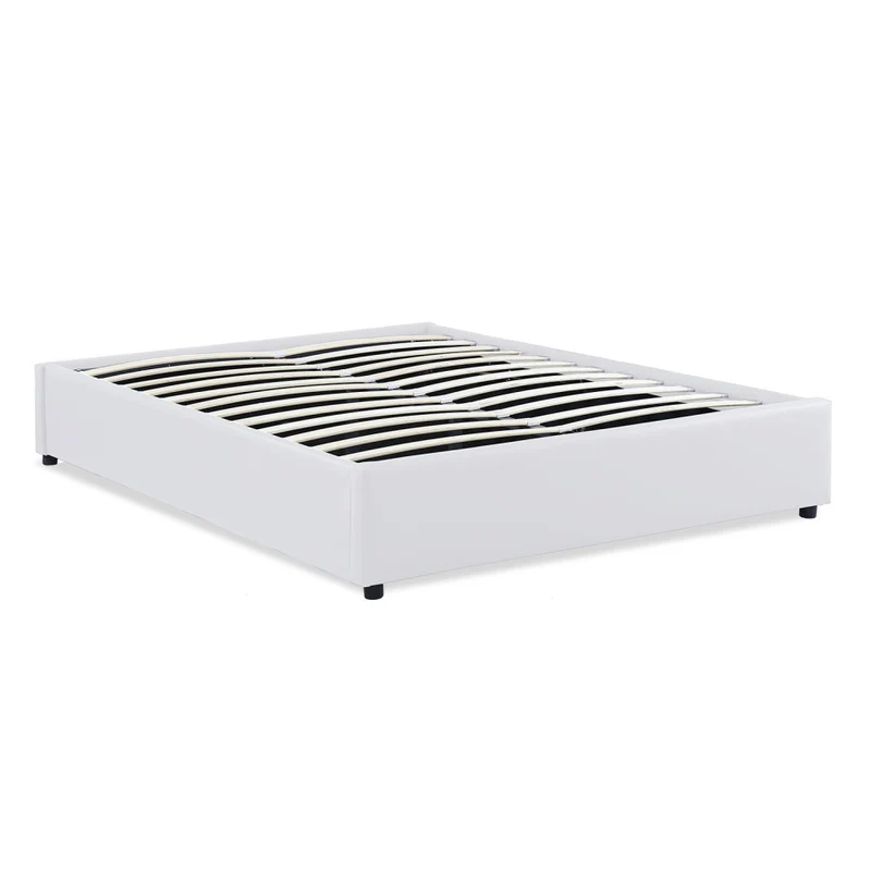 Lit coffre Otto en similicuir blanc avec sommier 160x200cm