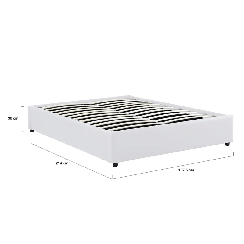 Lit coffre Otto en similicuir blanc avec sommier 160x200cm