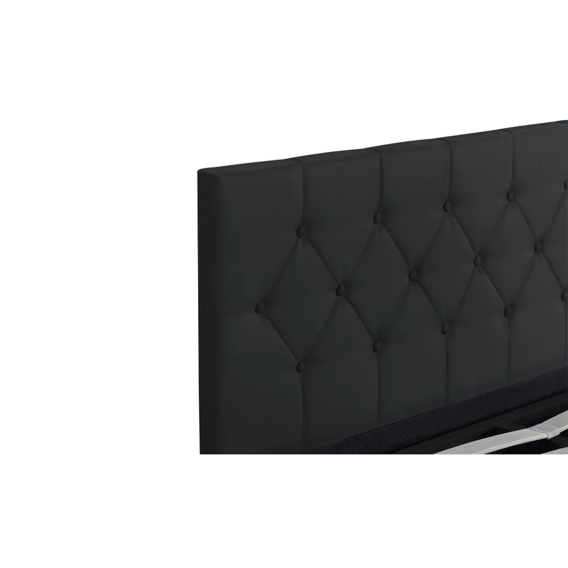 Lit coffre Hanna en PVC noir avec sommier et tête de lit 140x190cm