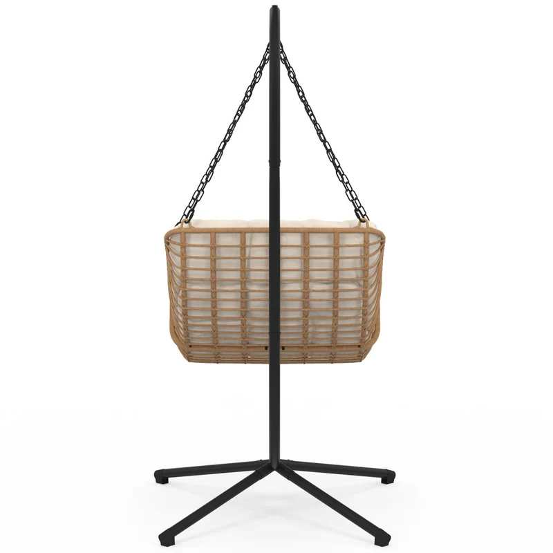 Fauteuil de jardin suspendu Lois effet rotin et coussin écru