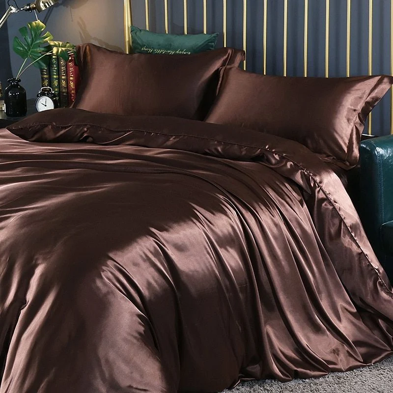 Ensemble Literie Satin Luxe - 4 pièces - Soie/Satin