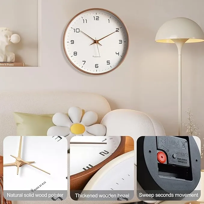Horloge Murale Bois Nordique - Design Minimaliste