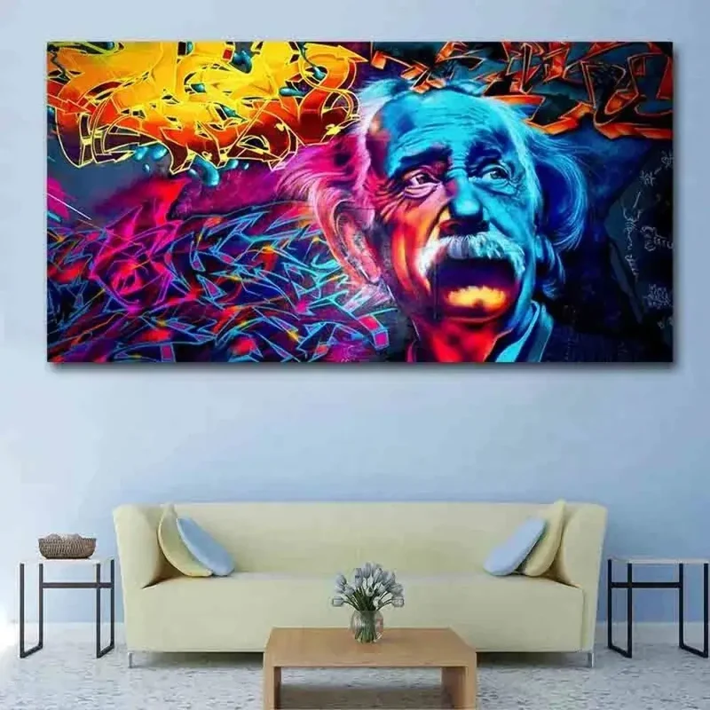 Toile Art Mural Einstein Graffiti - Décoration Unique Salon
