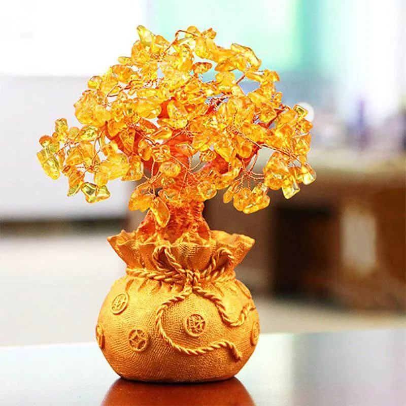 Arbre à Argent Citrine - Feng Shui - Décoration Pierre Précieuse