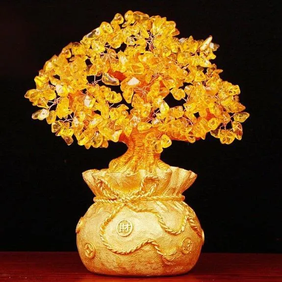 Arbre à Argent Citrine - Feng Shui - Décoration Pierre Précieuse