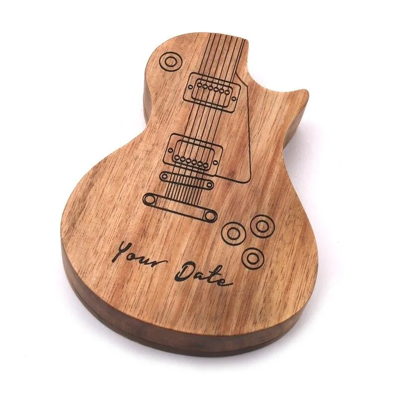 Piques Guitare Bois Gravées - Coffret Cadeau Musicien