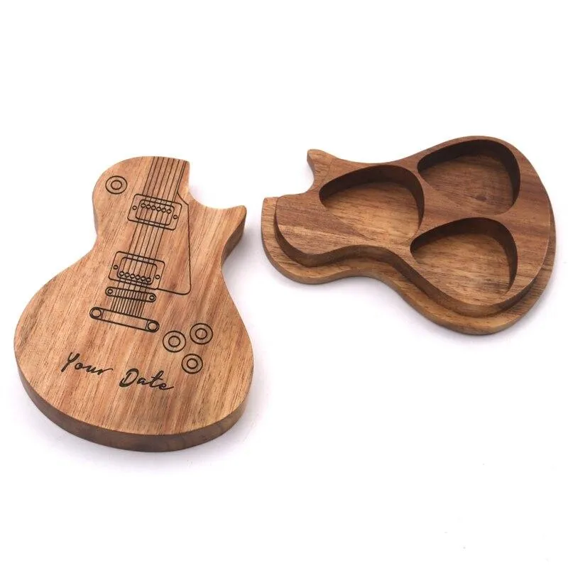 Piques Guitare Bois Gravées - Coffret Cadeau Musicien