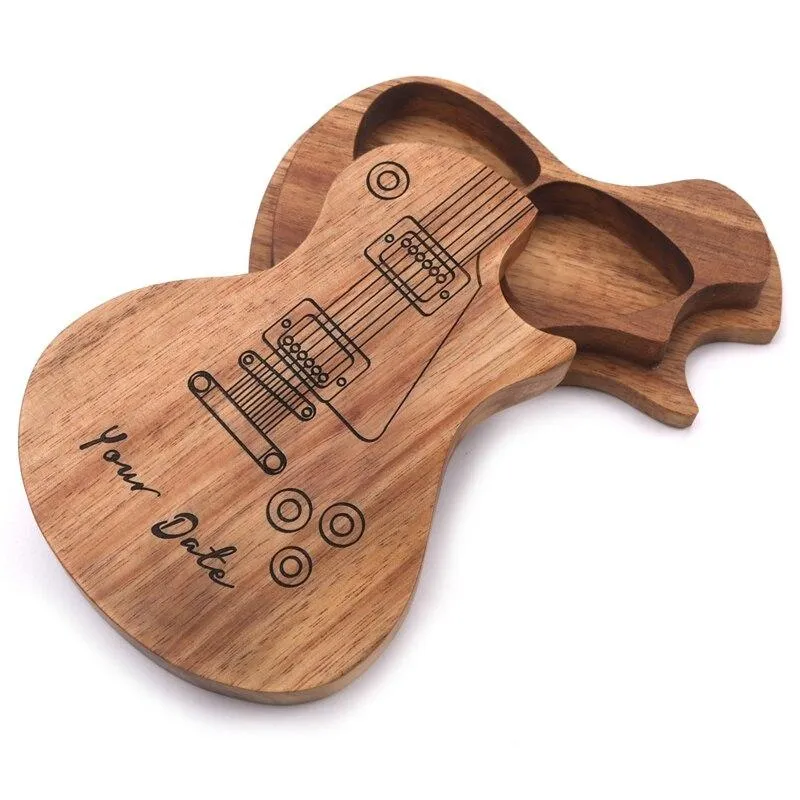 Piques Guitare Bois Gravées - Coffret Cadeau Musicien
