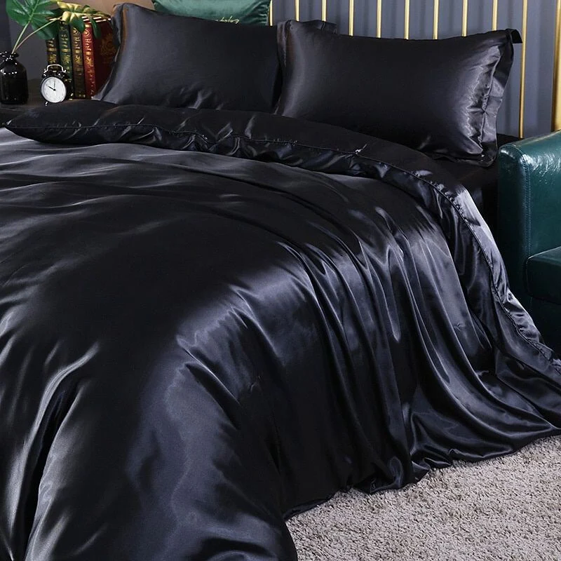 Parure de lit 4 pièces en satin de luxe