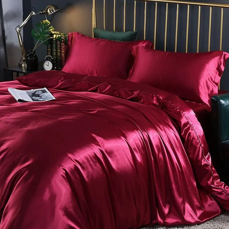 Parure de lit 4 pièces en satin de luxe