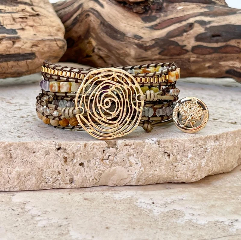 Bracelet bohème tressé en plaqué or