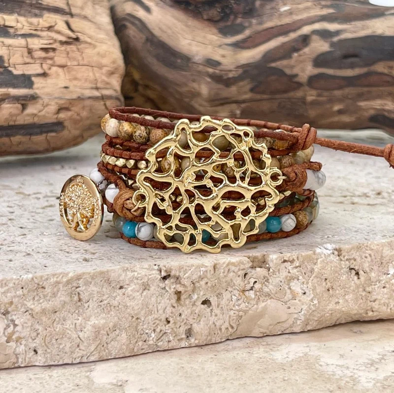 Bracelet Bohème océan en plaqué or
