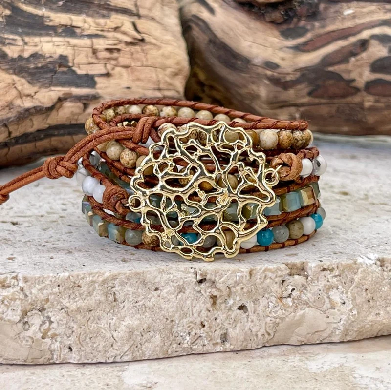 Bracelet Bohème océan en plaqué or