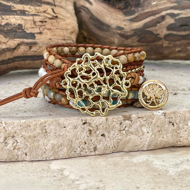 Bracelet Bohème océan en plaqué or