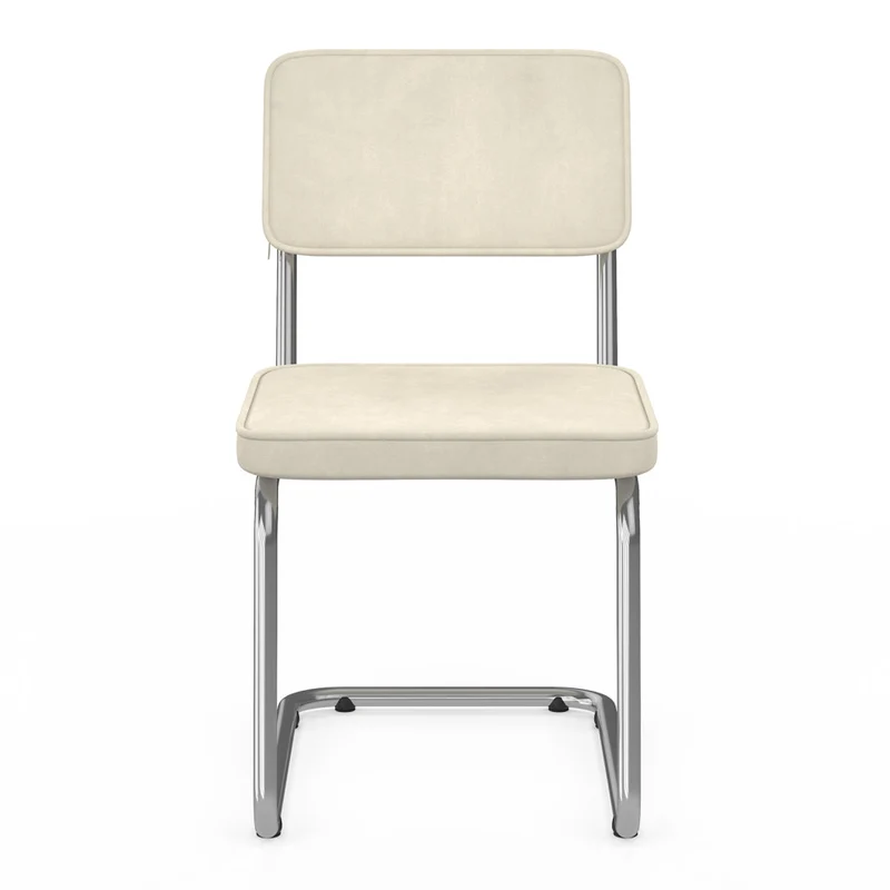 Chaises Naya en velours crème et pied métal cantilever - lot de 4