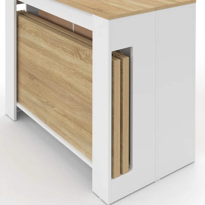 Buffet extensible console Nora blanc effet hêtre 230cm