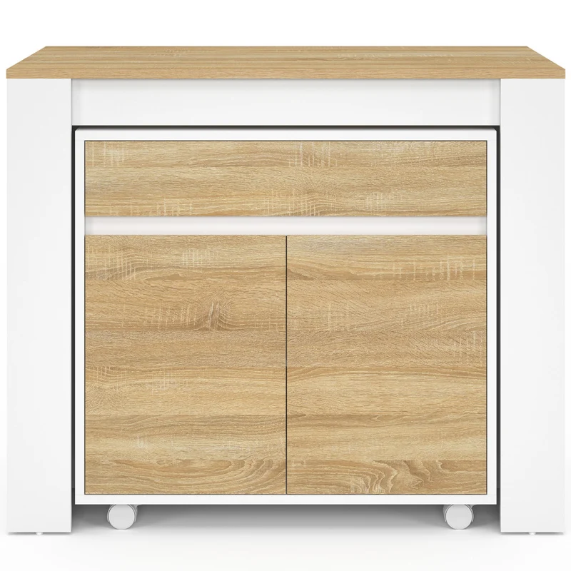 Buffet extensible console Nora blanc effet hêtre 230cm