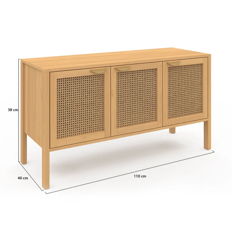 Buffet Eve 3 portes en cannage L110cm