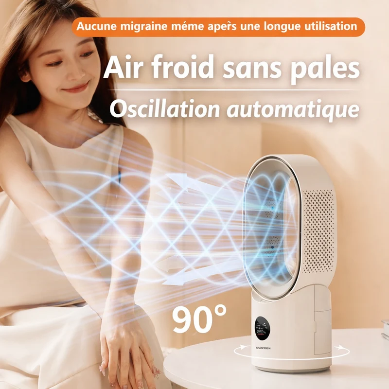 Ventilateur brumisateur sans pale beige sans fil