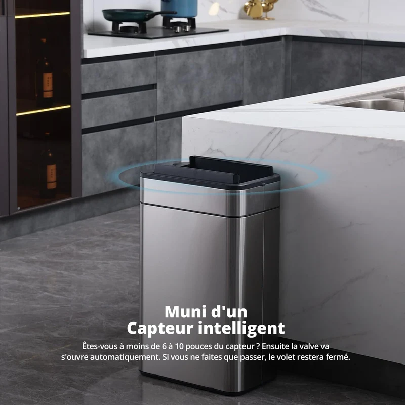 Poubelle Smart Sensor 60L argent