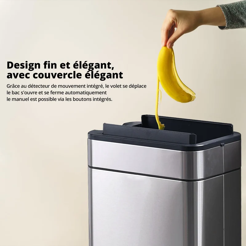 Poubelle Smart Sensor 60L argent