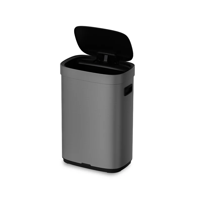 Poubelle Mira avec couvercle à fermeture douce et voyant d'état LED 50 litres Argent