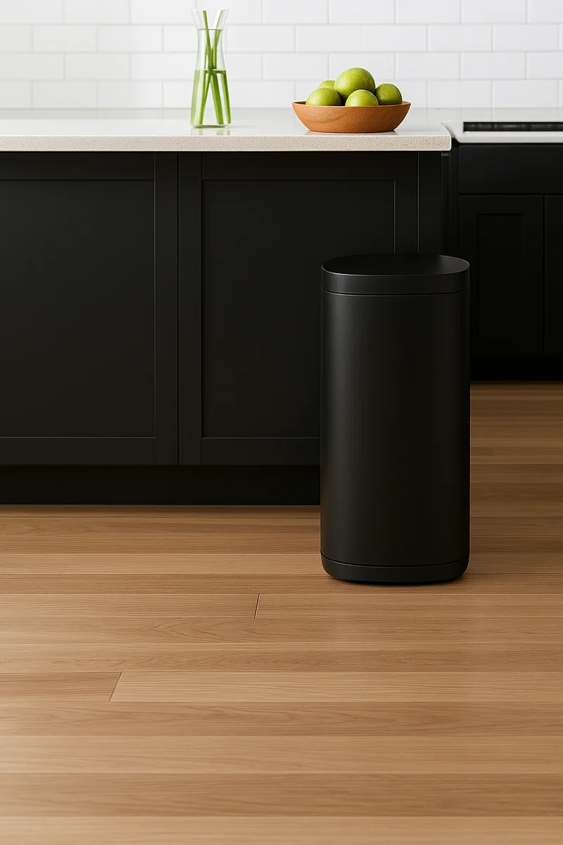 Poubelle Velo avec couvercle à fermeture douce et voyant d'état LED 50 litres Noire