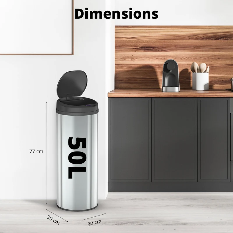 Poubelle 50 L automatique Argent