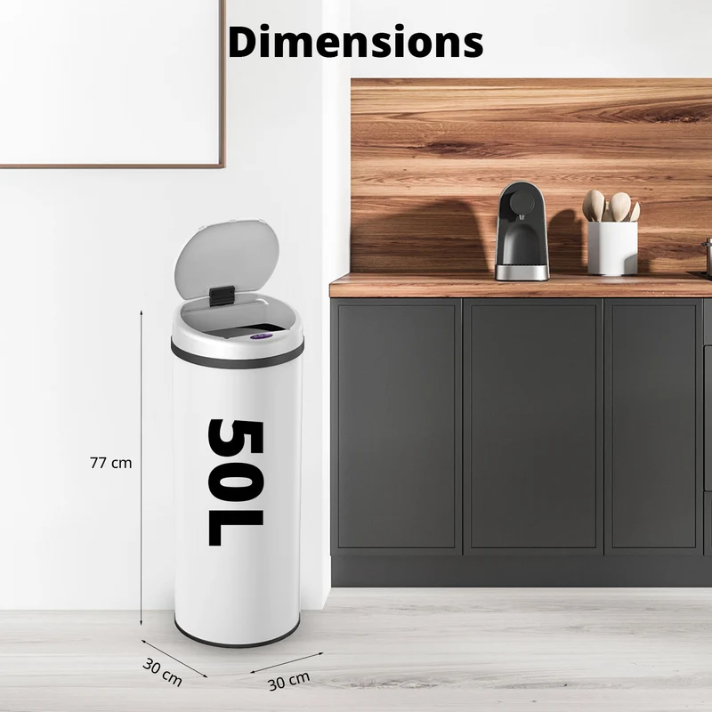 Poubelle 50 L automatique Blanche