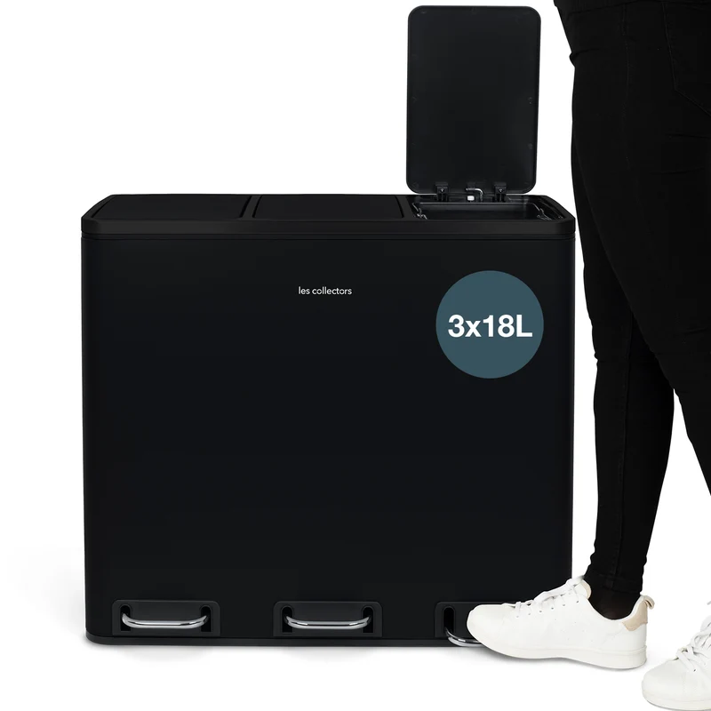 Poubelle de tri 3x18L Noir