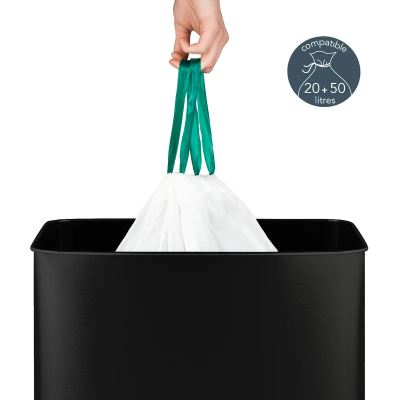 Poubelle de tri inox noir 69L