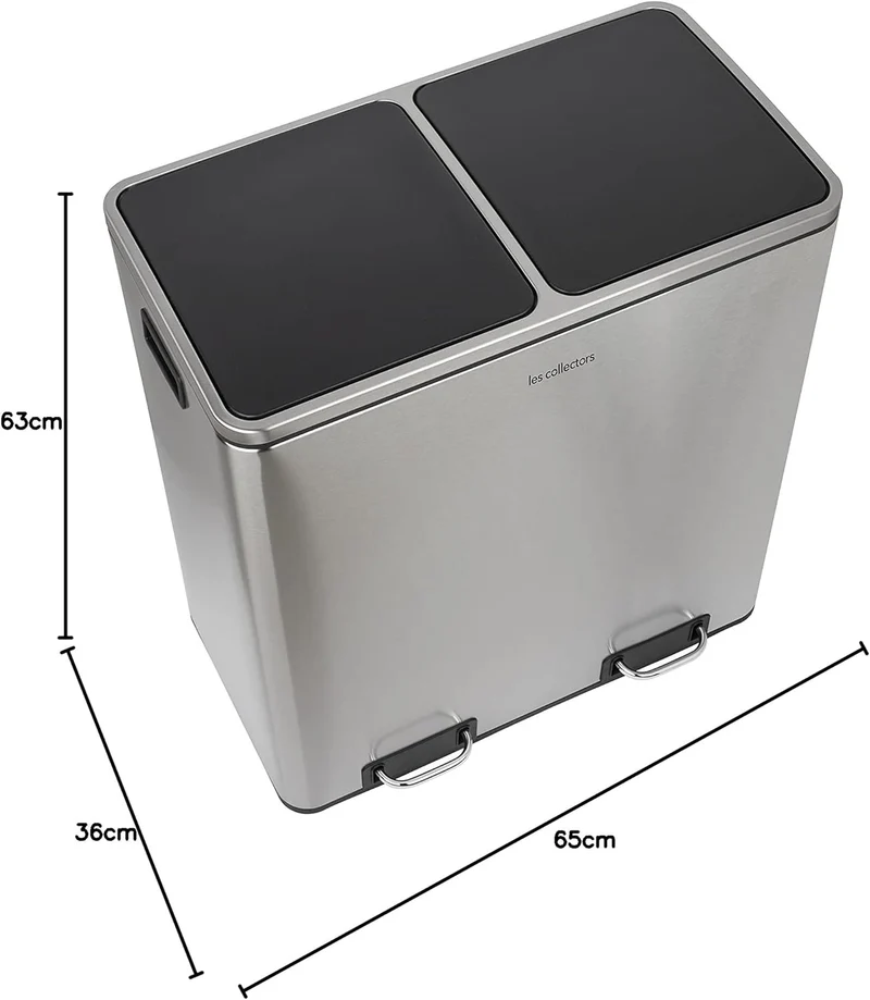 Poubelle de tri 2 x 30L - inox