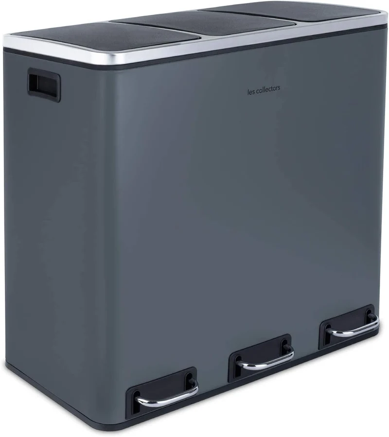 Poubelle de tri 3 x 18L - édition gris foncé