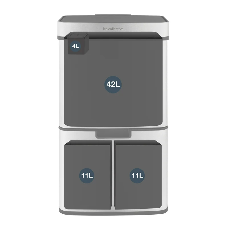 Poubelle de tri 42+11+11L